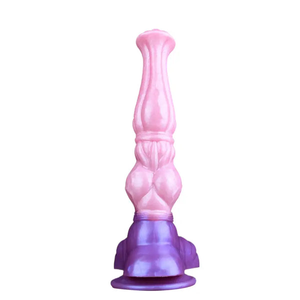 D019- 11.02''/27.9cm Trumpet Shape Pink& Purple Horse Dildo Strong Suction Cup